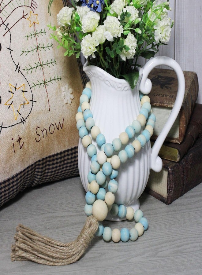 VKSG 2 Pack Wood Bead Curtain Tiebacks for Bedroom Decor Boho Farmhouse Rustic Decor, Baby Nursery Decor Curtain Holdbacks Tie Backs, Blue - Image 4